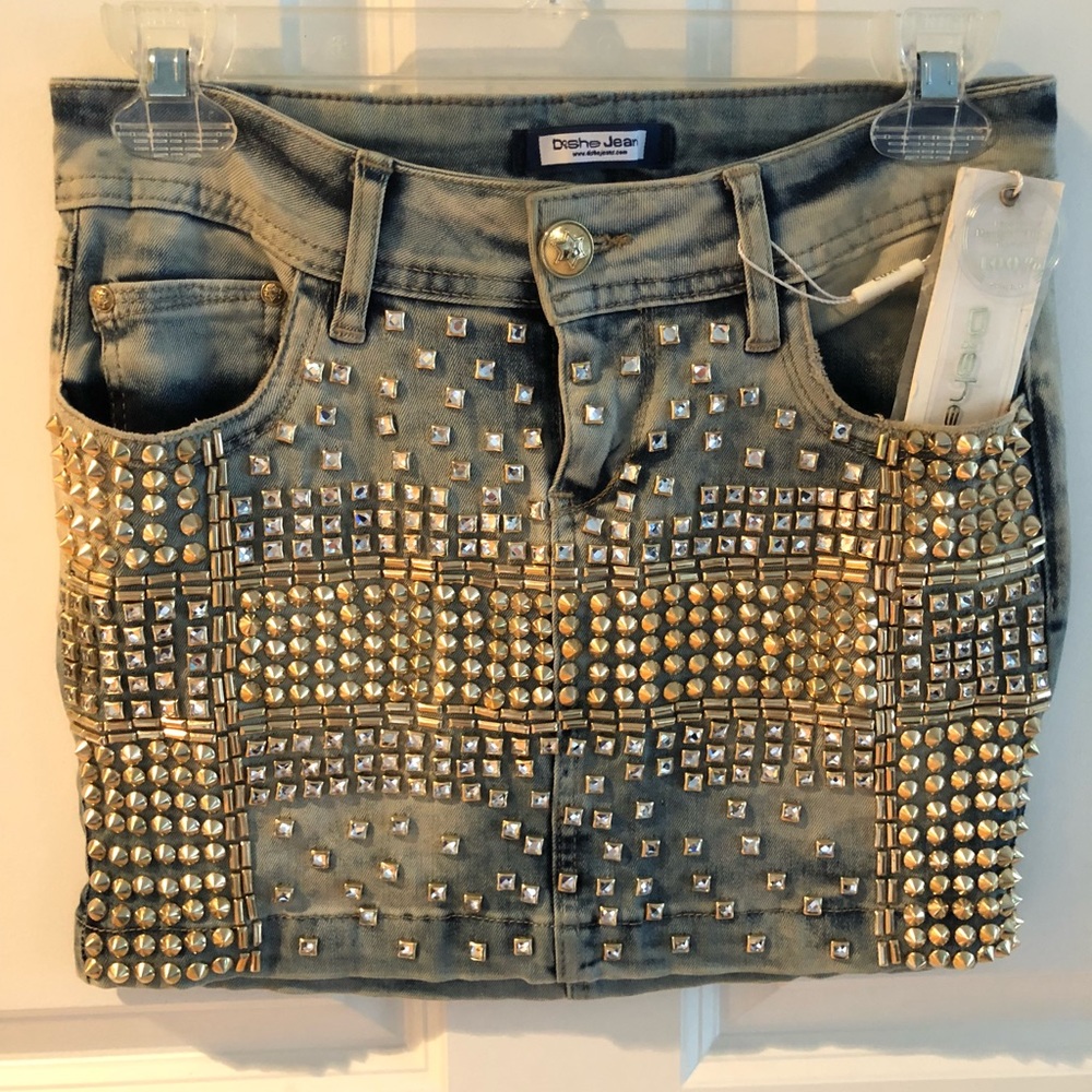 Rhinestone embellished Dashe Jeans mini skirt